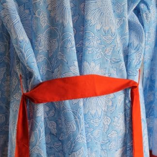 Cobalt-Sunflower-Short-Jaipur-Dressing-Gown-detail-of-back