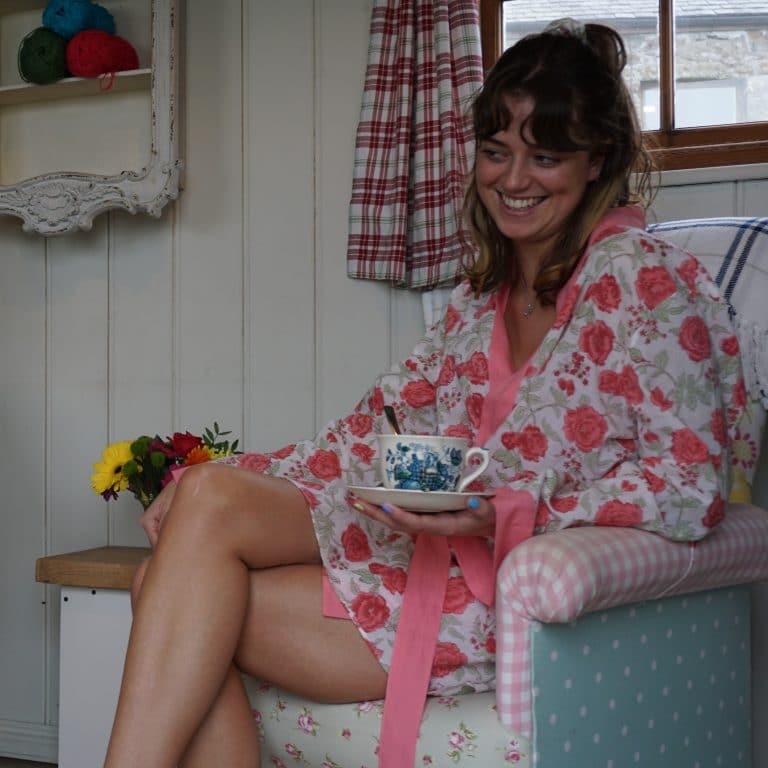 Faded Rose Short  Jaipur Dressing Gown