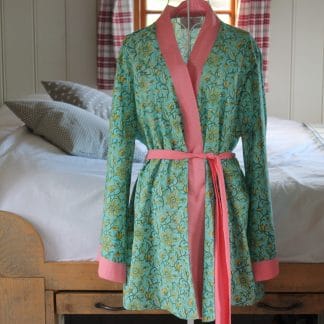 Green and Yellow Twist Short  Jaipur Dressing Gown
