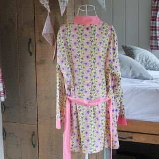 Indigo-and-Pink-Zinnia-Short-Jaipur-Dressing-Gown-back-view