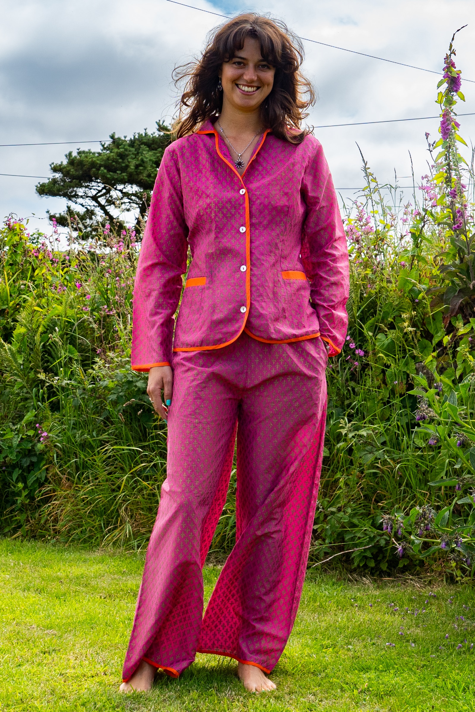Hot Pink Silk Demelza PJ's