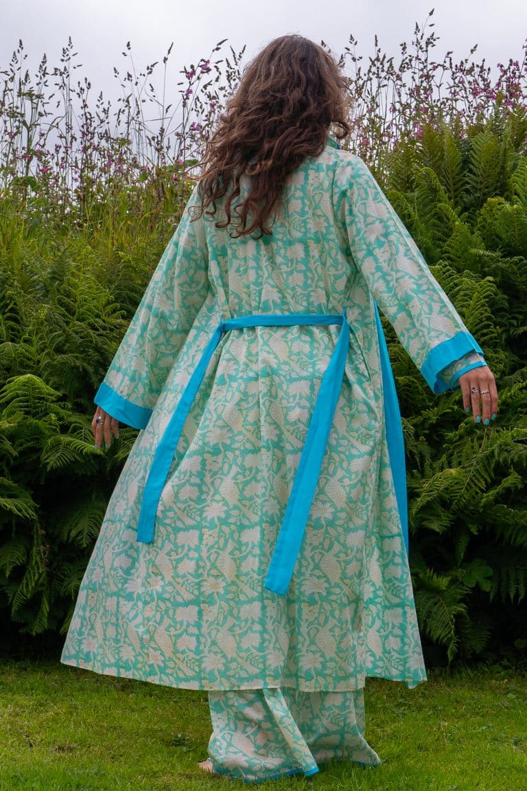 Teal Peacock Garden Lamorna Robe