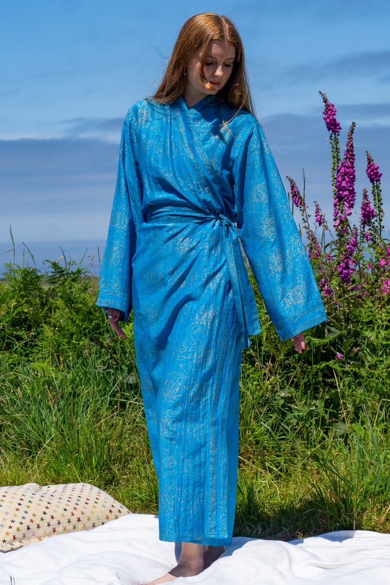 Turquoise Silk Marazion Robe