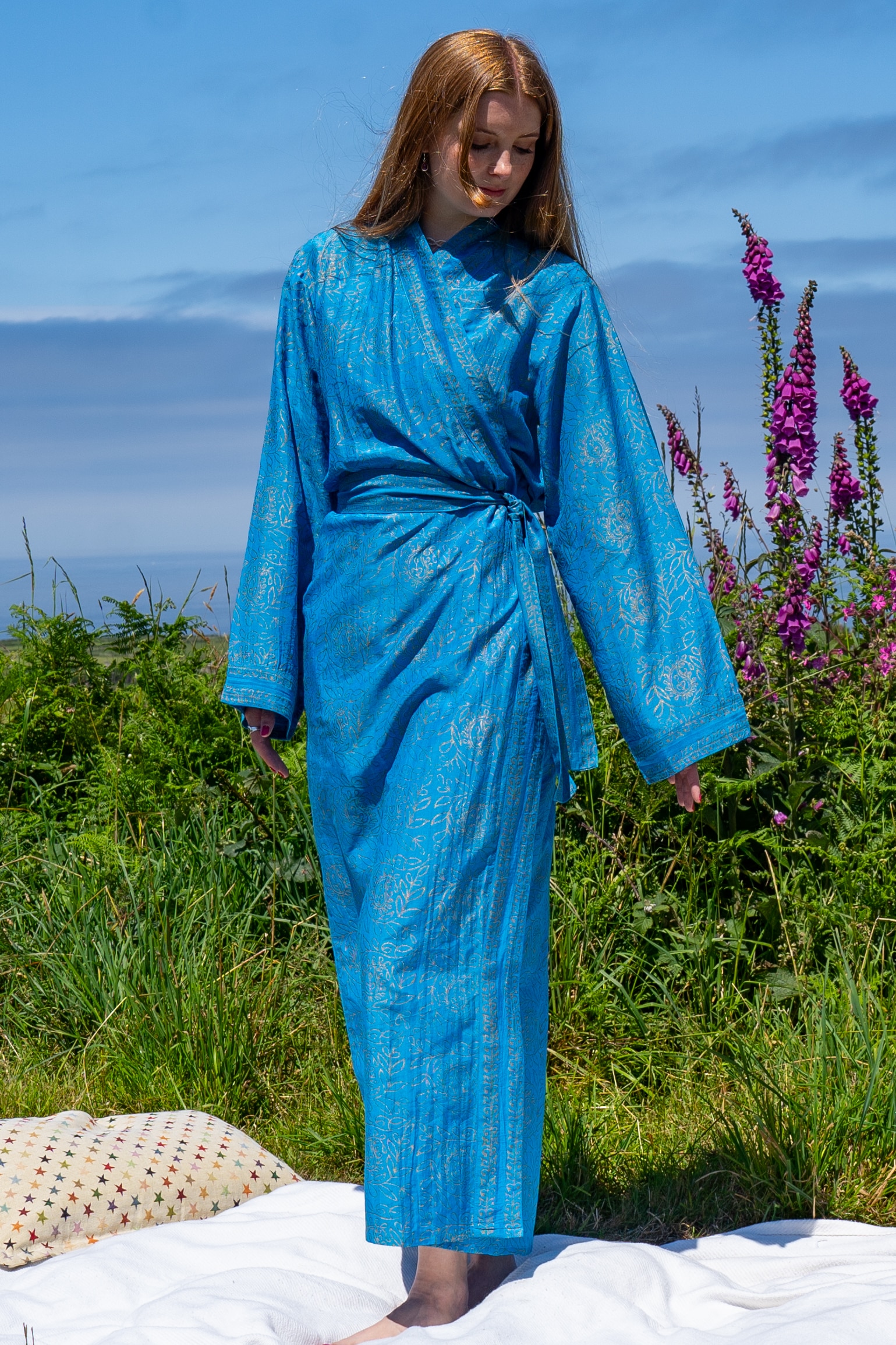 Turquoise Silk Marazion Robe