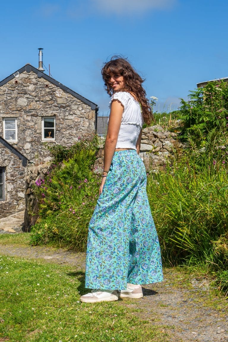 Teal Rose Garden Festival Trousers